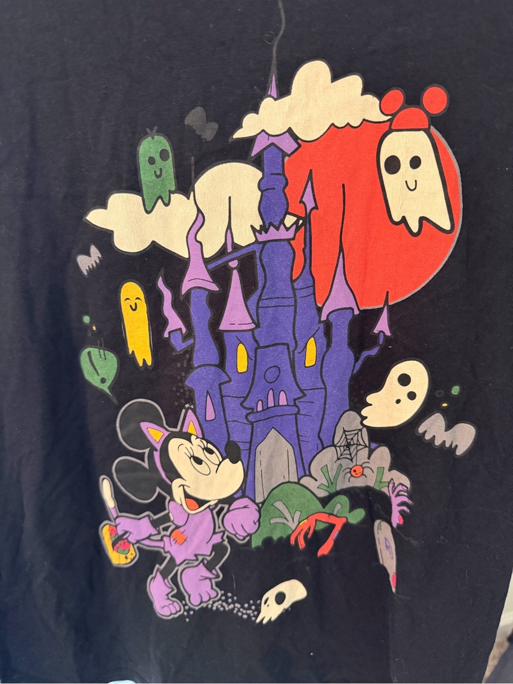 Disney Black Long-Sleeve Halloween Minnie & Castle Graphic Tee